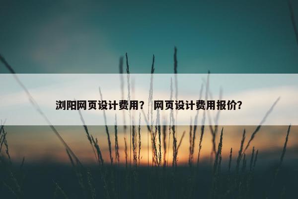 浏阳网页设计费用？ 网页设计费用报价？