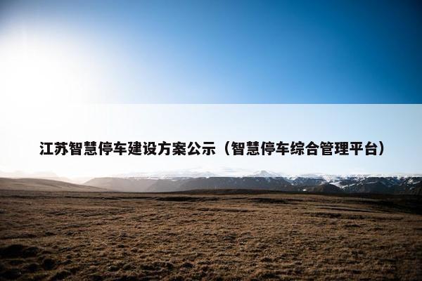 江苏智慧停车建设方案公示（智慧停车综合管理平台）