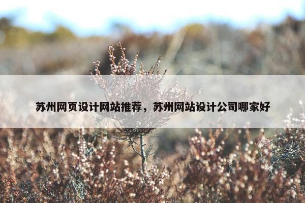 苏州网页设计网站推荐，苏州网站设计公司哪家好