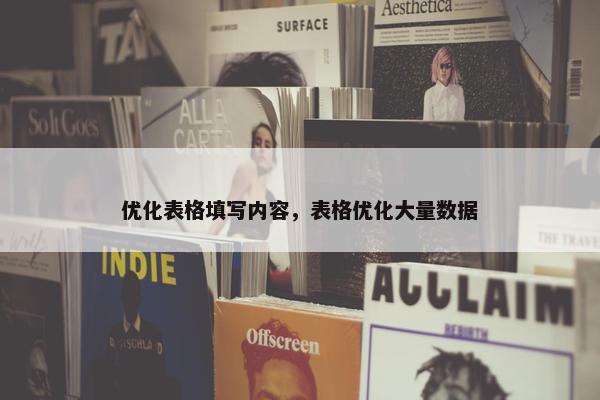 优化表格填写内容，表格优化大量数据