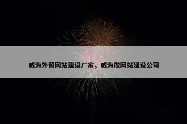 威海外贸网站建设厂家，威海做网站建设公司