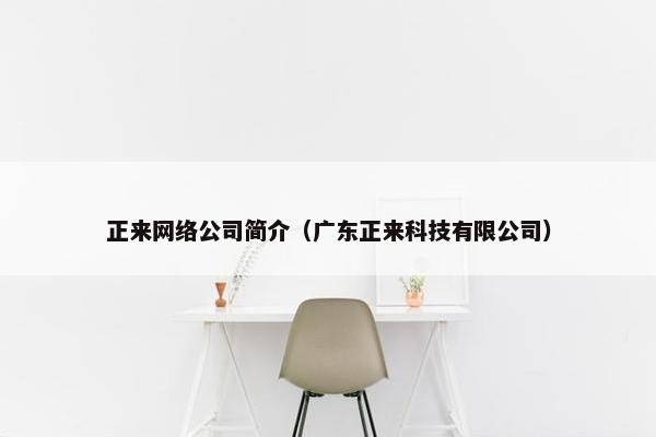 正来网络公司简介（广东正来科技有限公司）