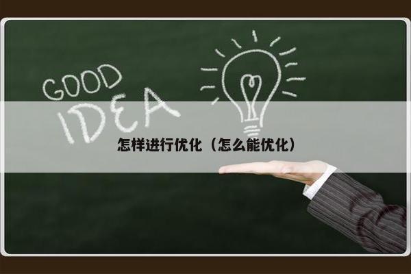 怎样进行优化（怎么能优化）