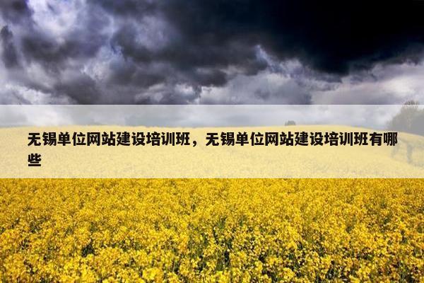 无锡单位网站建设培训班，无锡单位网站建设培训班有哪些