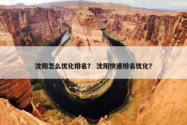 沈阳怎么优化排名？ 沈阳快速排名优化？