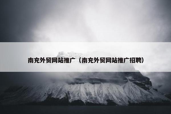 南充外贸网站推广（南充外贸网站推广招聘）