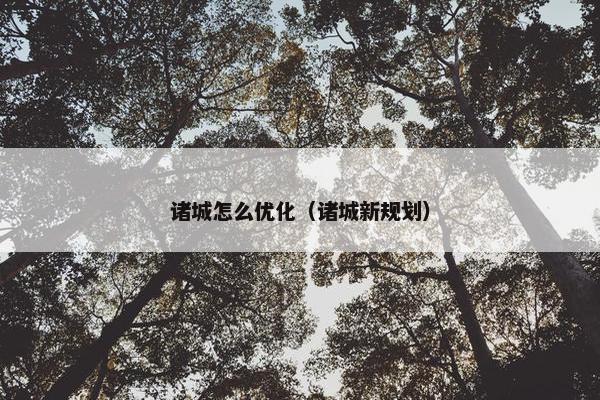 诸城怎么优化（诸城新规划）