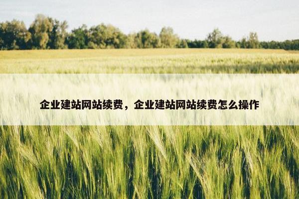 企业建站网站续费，企业建站网站续费怎么操作