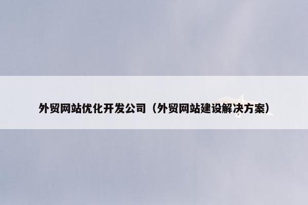 外贸网站优化开发公司（外贸网站建设解决方案）