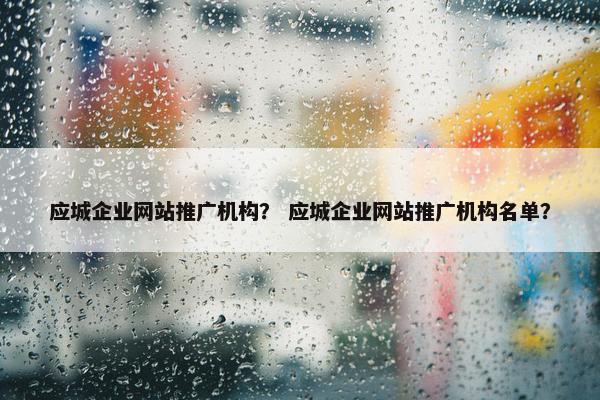 应城企业网站推广机构？ 应城企业网站推广机构名单？