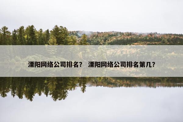 溧阳网络公司排名？ 溧阳网络公司排名第几？