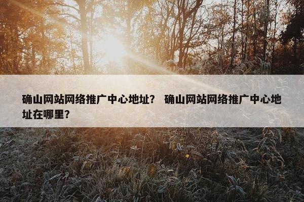 确山网站网络推广中心地址？ 确山网站网络推广中心地址在哪里？