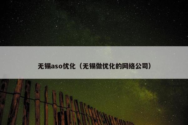 无锡aso优化（无锡做优化的网络公司）
