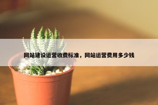 网站建设运营收费标准，网站运营费用多少钱