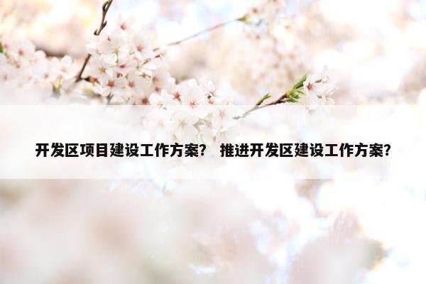 开发区项目建设工作方案？ 推进开发区建设工作方案？