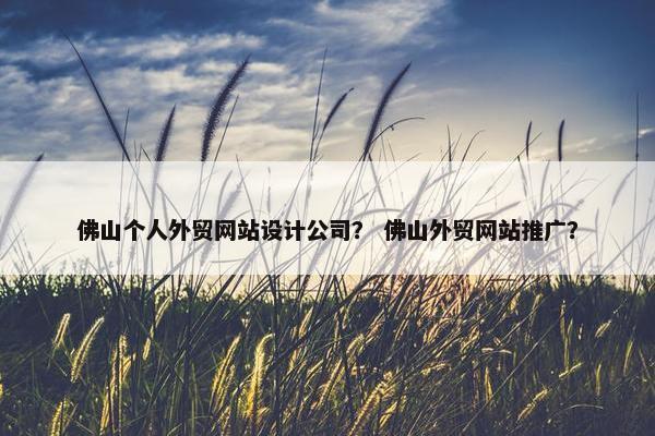 佛山个人外贸网站设计公司？ 佛山外贸网站推广？