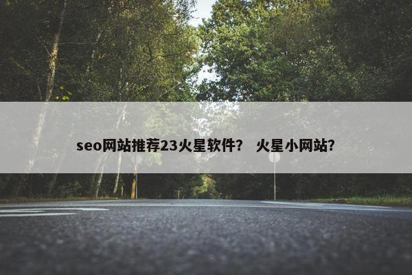 seo网站推荐23火星软件？ 火星小网站？