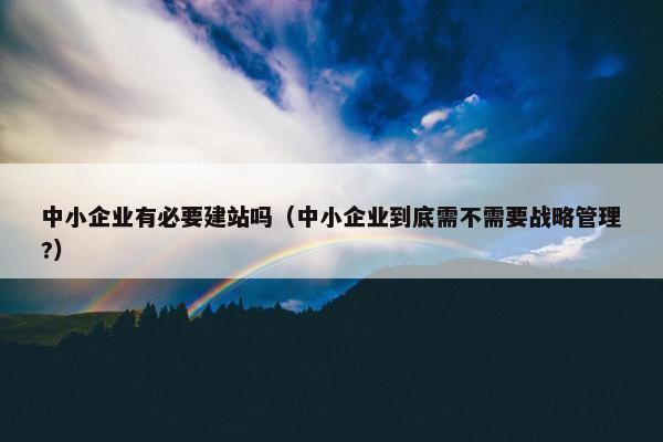 中小企业有必要建站吗（中小企业到底需不需要战略管理?）