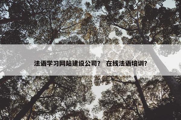 法语学习网站建设公司？ 在线法语培训？