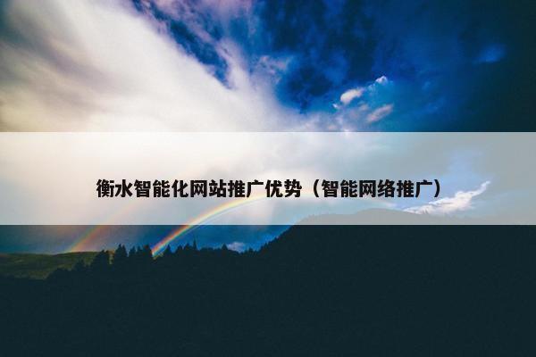 衡水智能化网站推广优势（智能网络推广）