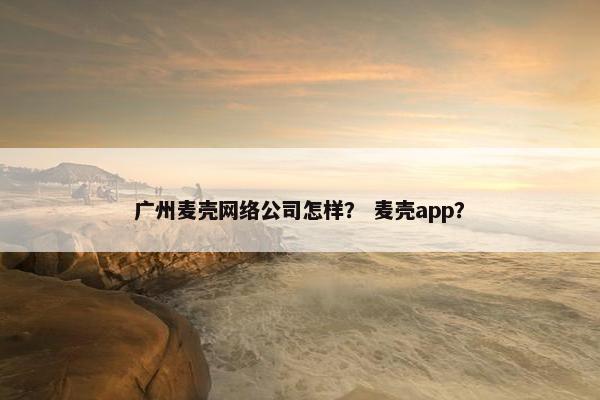 广州麦壳网络公司怎样？ 麦壳app？