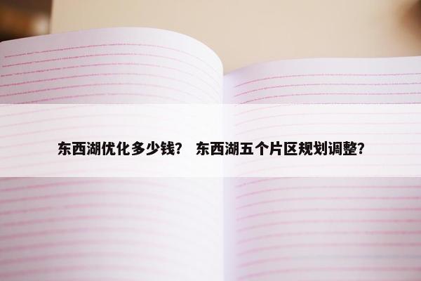 东西湖优化多少钱？ 东西湖五个片区规划调整？