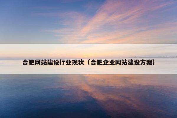 合肥网站建设行业现状（合肥企业网站建设方案）