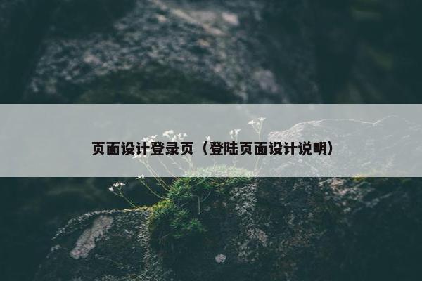 页面设计登录页（登陆页面设计说明）