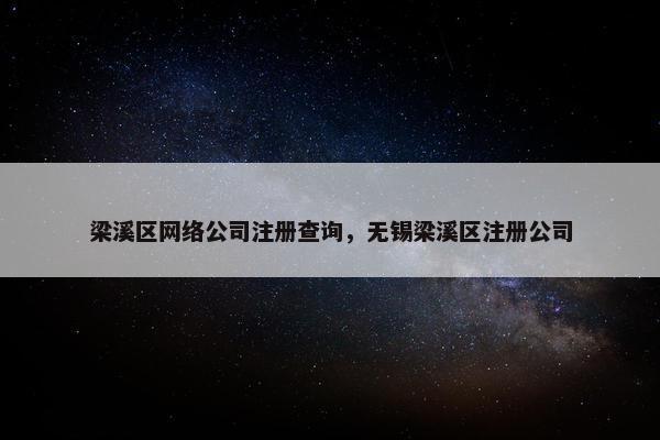 梁溪区网络公司注册查询，无锡梁溪区注册公司