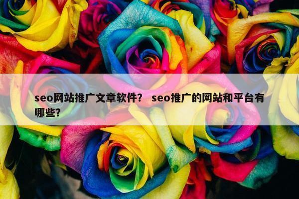 seo网站推广文章软件？ seo推广的网站和平台有哪些？