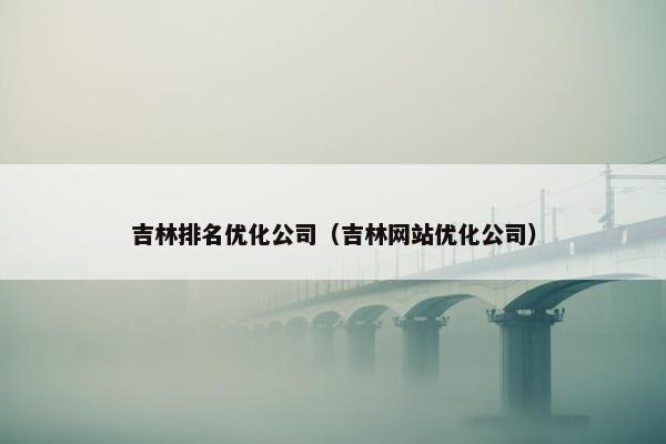 吉林排名优化公司（吉林网站优化公司）