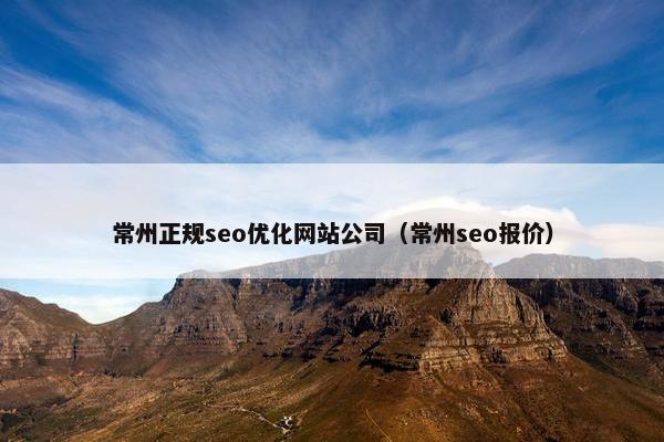 常州正规seo优化网站公司（常州seo报价）