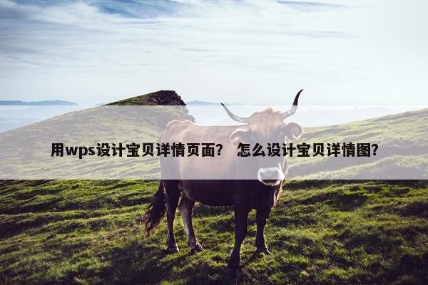 用wps设计宝贝详情页面？ 怎么设计宝贝详情图？