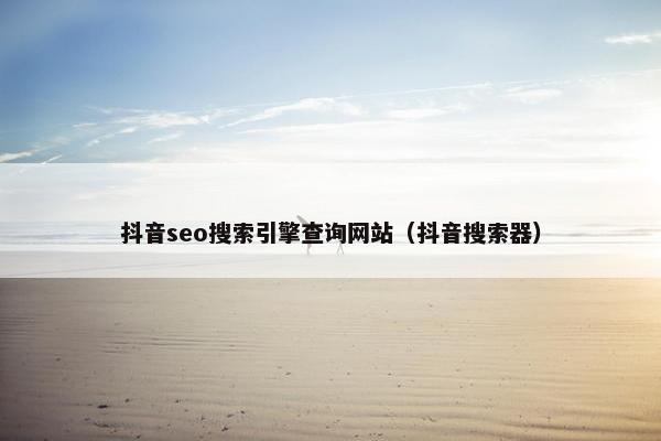 抖音seo搜索引擎查询网站（抖音搜索器）