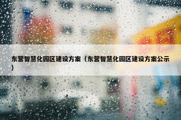 东营智慧化园区建设方案（东营智慧化园区建设方案公示）