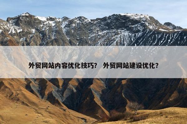 外贸网站内容优化技巧？ 外贸网站建设优化？