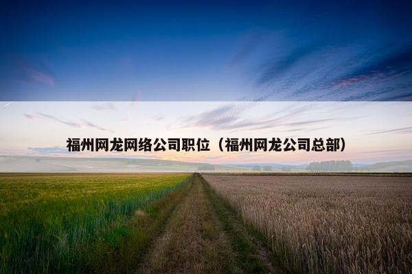 福州网龙网络公司职位（福州网龙公司总部）