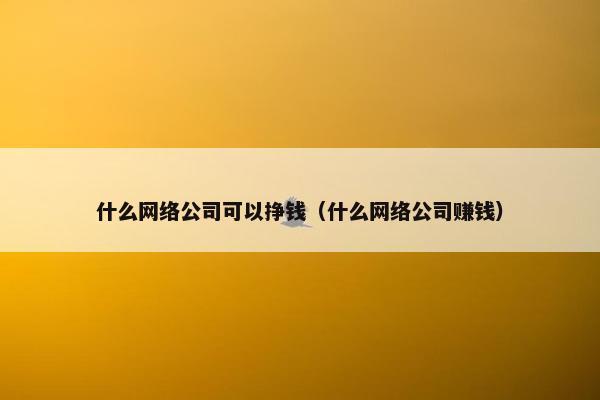 什么网络公司可以挣钱（什么网络公司赚钱）