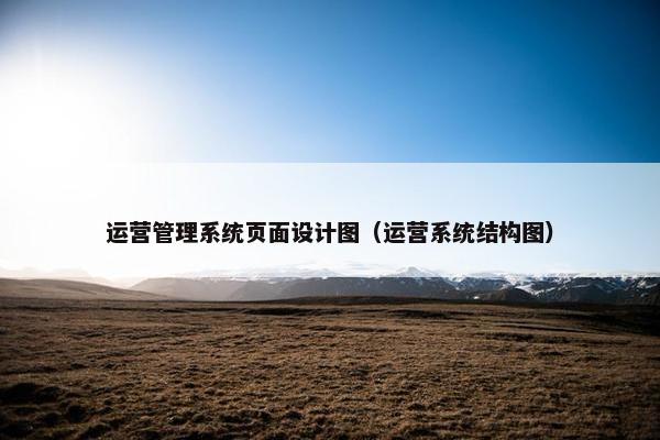 运营管理系统页面设计图（运营系统结构图）