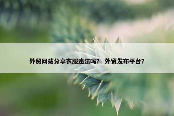 外贸网站分享衣服违法吗？ 外贸发布平台？
