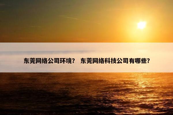 东莞网络公司环境？ 东莞网络科技公司有哪些？