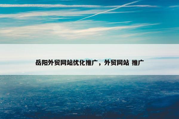 岳阳外贸网站优化推广，外贸网站 推广