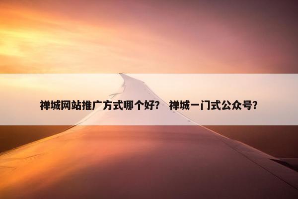 禅城网站推广方式哪个好？ 禅城一门式公众号？