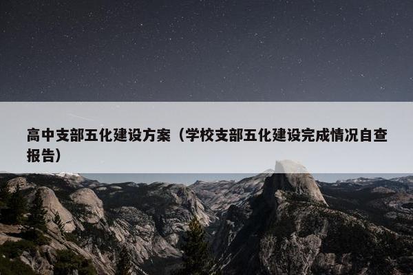 高中支部五化建设方案（学校支部五化建设完成情况自查报告）