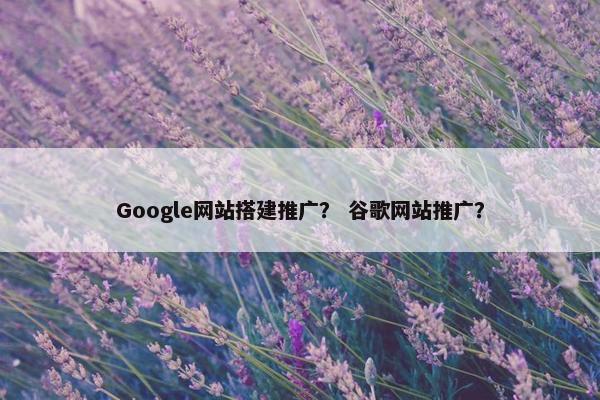 Google网站搭建推广？ 谷歌网站推广？