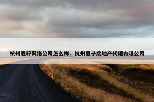 杭州麦籽网络公司怎么样，杭州麦子房地产代理有限公司