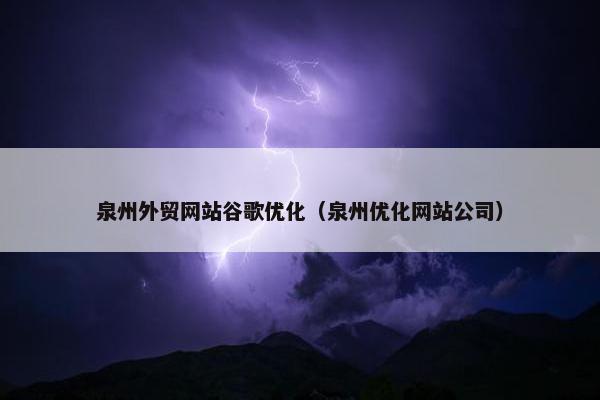 泉州外贸网站谷歌优化（泉州优化网站公司）