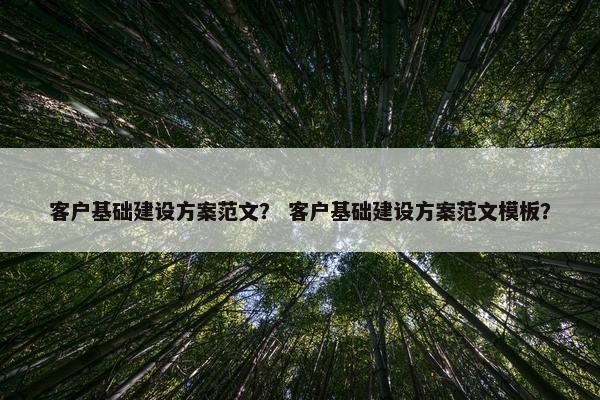 客户基础建设方案范文？ 客户基础建设方案范文模板？