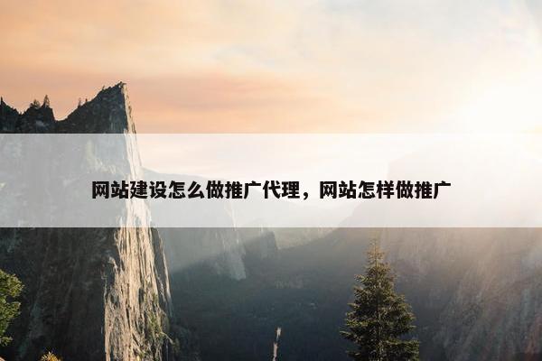 网站建设怎么做推广代理，网站怎样做推广