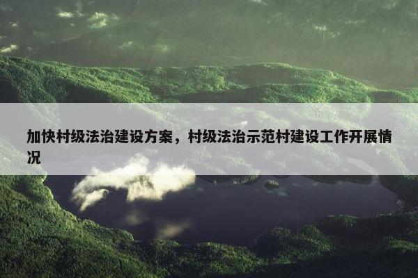 加快村级法治建设方案，村级法治示范村建设工作开展情况